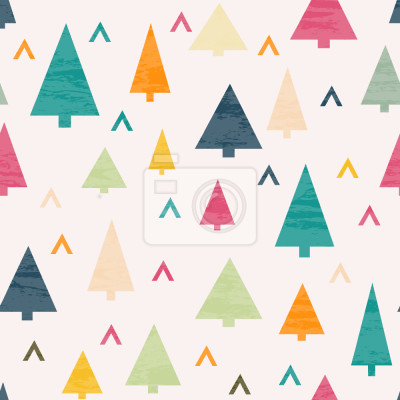 Papier peint à motif  Forêt géométrique colorée