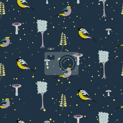 Papier peint à motif  Forêt magique la nuit