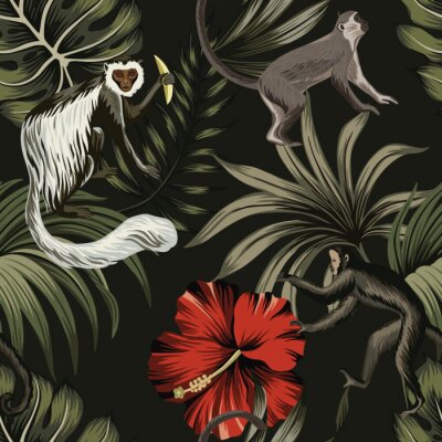 Papier peint à motif  Forêt tropicale de nuit