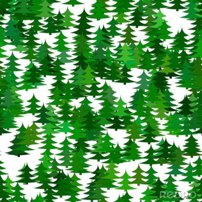 Papier peint à motif  forêt verte 3d isolée sur fond blanc