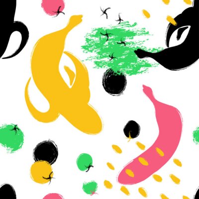 Papier peint à motif  Formes et fruits abstraits de bananes