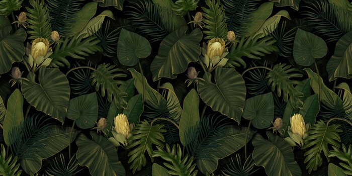 Papier peint à motif  Fourrés exotiques mystérieux
