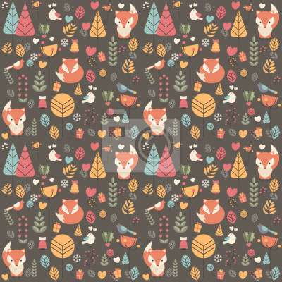 Papier peint à motif  Fox bébé dans la forêt