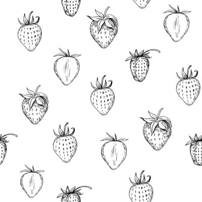Papier peint à motif  Fraises esquissées