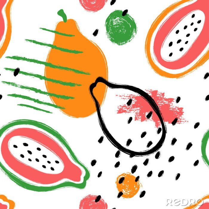Papier peint à motif  Fruit de l'abstraction avec des points noirs