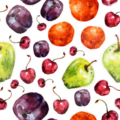 Papier peint à motif  Fruits imitation aquarelle