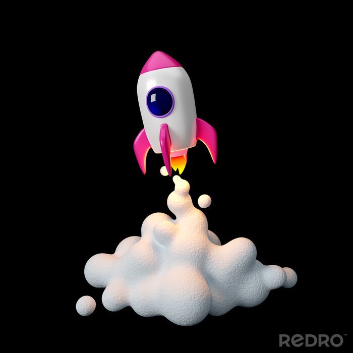 Papier peint à motif  fusée cosmos 3d décollant de graphiques de dessin animé