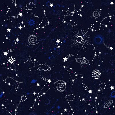 Papier peint à motif  Galaxy constilation transparente motif impression