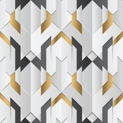 Papier peint à motif  Geometric decor stripes white and golden element