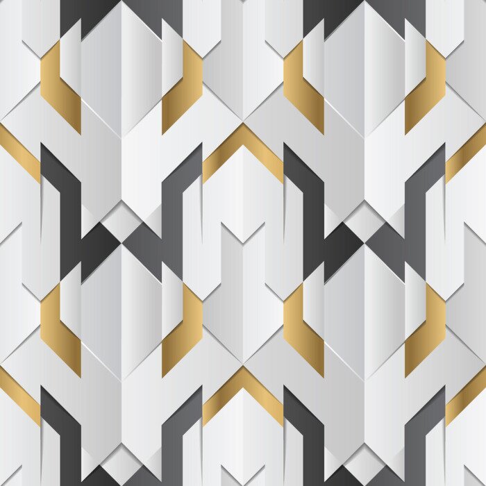 Papier peint à motif  Geometric decor stripes white and golden element