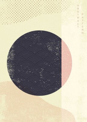Geometric pattern vector with Japanese wave pattern. Abstract layout and poster design.