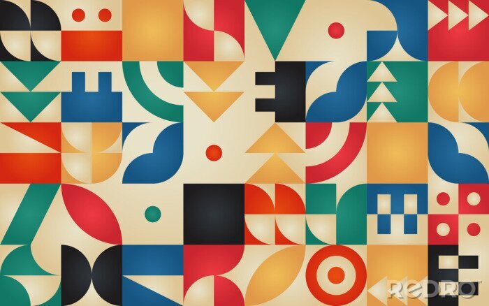 Papier peint à motif  Geometric retro pattern with 30s styled shapes