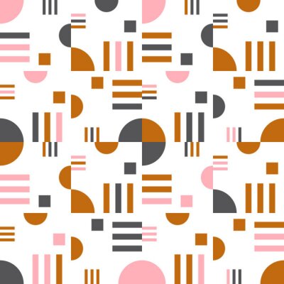 Papier peint à motif  Geometric vector seamless pattern in retro style . Modern  background with circles, lines and other simple shapes.
