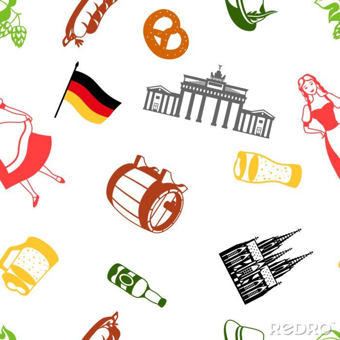 Papier peint à motif  German seamless pattern. Germany national traditional symbols.