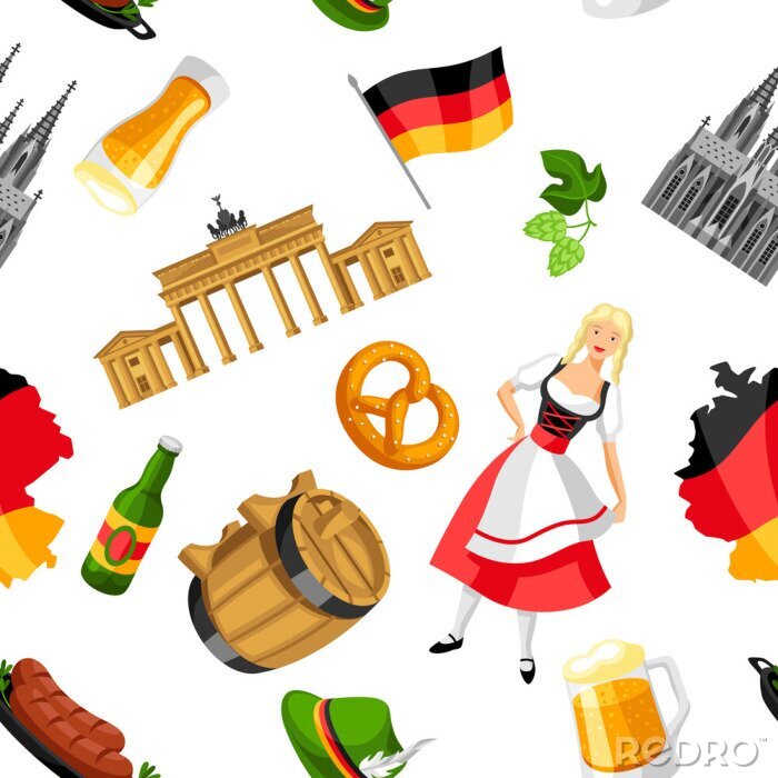 Papier peint à motif  German seamless pattern. Germany national traditional symbols.