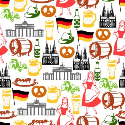 Papier peint à motif  German seamless pattern. Germany national traditional symbols.