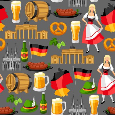 Papier peint à motif  German seamless pattern. Germany national traditional symbols.