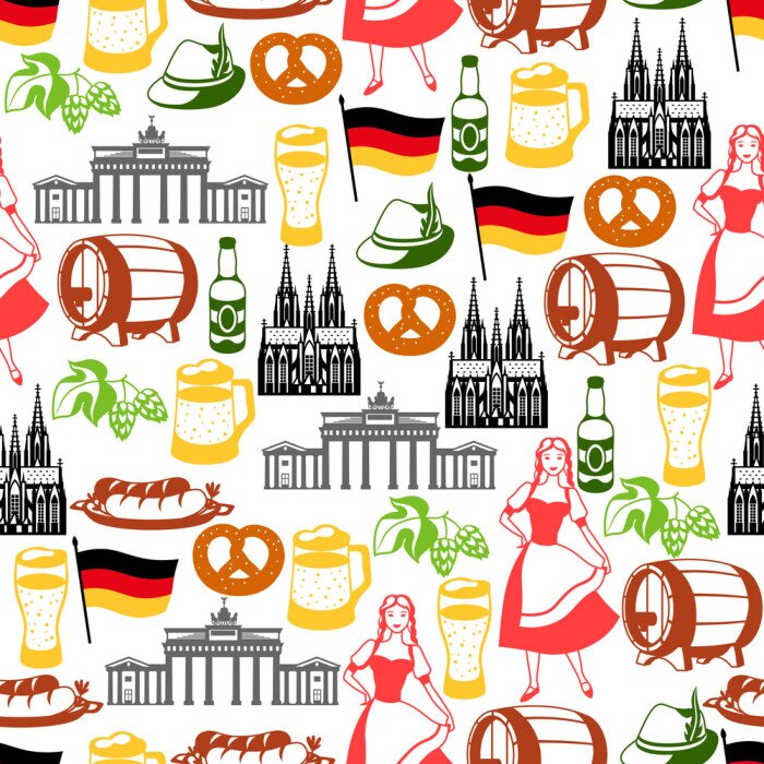Papier peint à motif  German seamless pattern. Germany national traditional symbols.