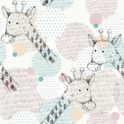 Papier peint à motif  Girafes géométriques abstraites