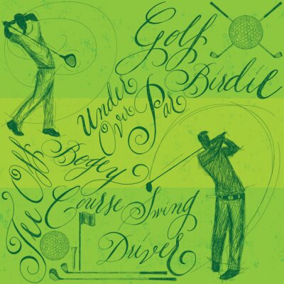 Golfistes avec calligraphie