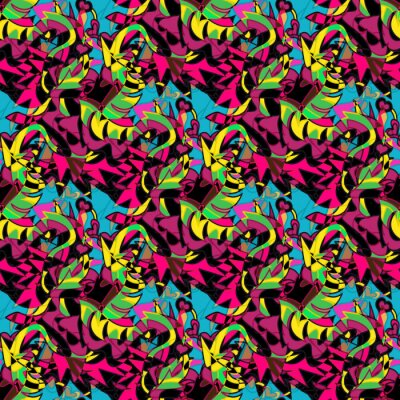 Papier peint à motif  Graffiti coloré avec des serpents