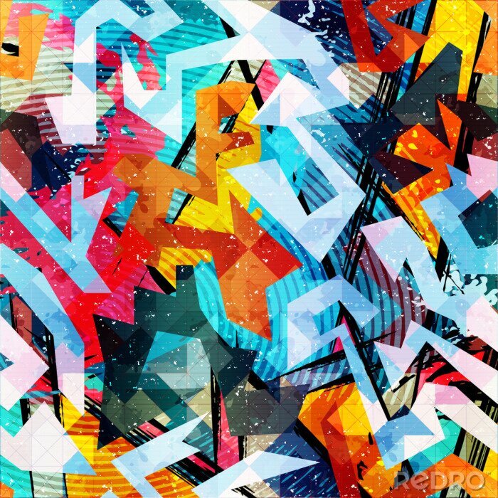 Papier peint à motif  Graffiti géométrique coloré