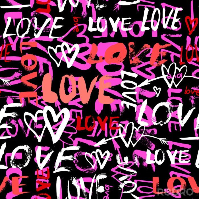 Papier peint à motif  Graffiti Love pour jeunes