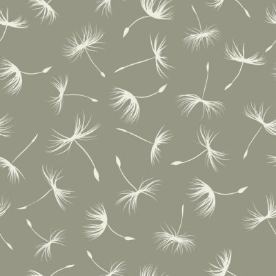 Papier peint à motif  Graines de pissenlit blanc sur fond gris