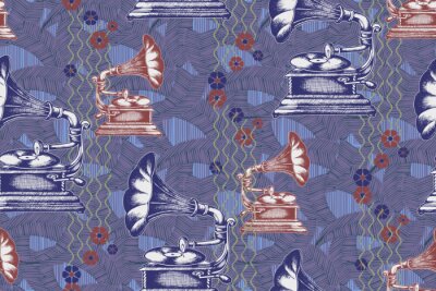Papier peint à motif  Gramophone. Seamless pattern. Suitable for fabric, wrapping paper, oilcloth and other home and designer products