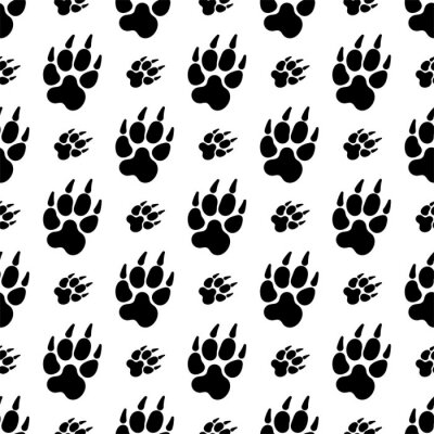 Papier peint à motif  Grandes et petites empreintes de pattes de loup