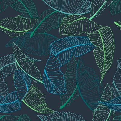 Papier peint à motif  Grandes feuilles transparentes