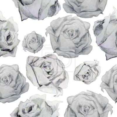 Papier peint à motif  Grandes roses dans les tons de gris