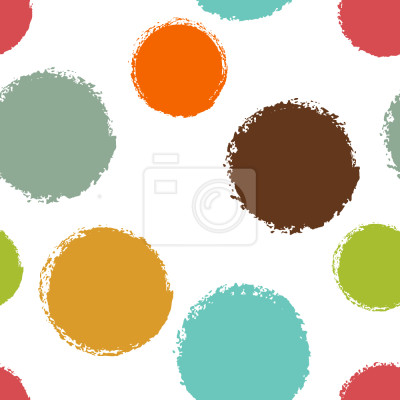 Papier peint à motif  Grands cercles colorés peints sur fond blanc