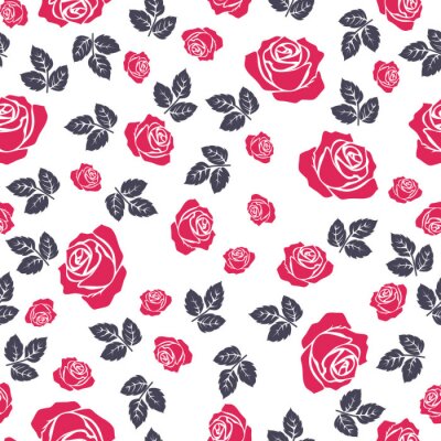 Papier peint à motif  Graphique de feuilles roses rouges et noires