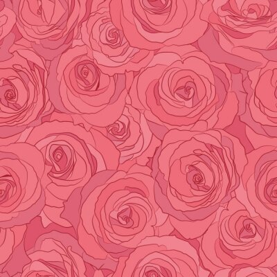 Papier peint à motif  Graphique de grandes roses dans les tons rouges