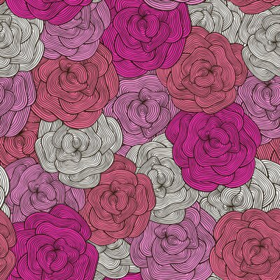 Papier peint à motif  Graphique de roses violettes dans diff?rentes nuances