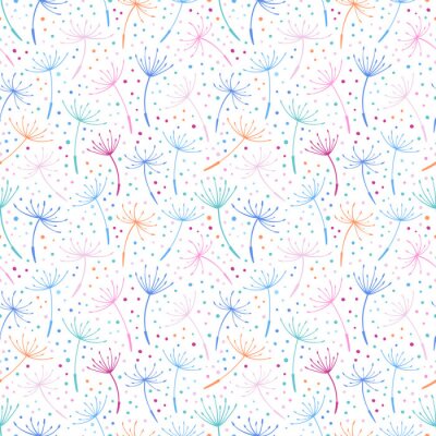 Papier peint à motif  Graphique gai de graines de pissenlit multicolores