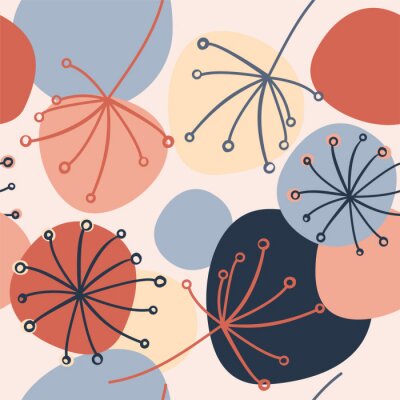 Papier peint à motif  Graphique moderne de pissenlit minimaliste coloré