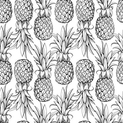 Graphiques en noir et blanc avec des ananas