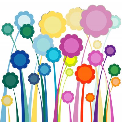 Graphiques floraux colorés sur fond blanc