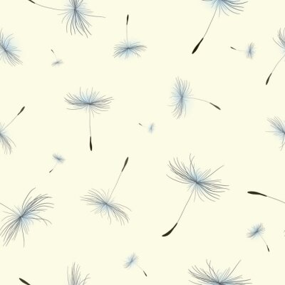 Papier peint à motif  Graphiques réalistes de graines de pissenlit gris