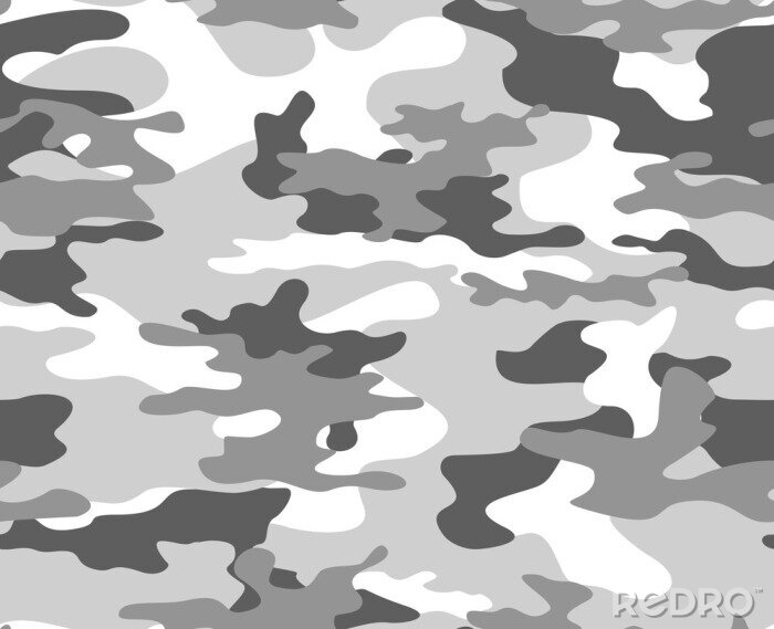 Papier peint à motif  
Gray camouflage seamless pattern on textiles. Military background. Vector