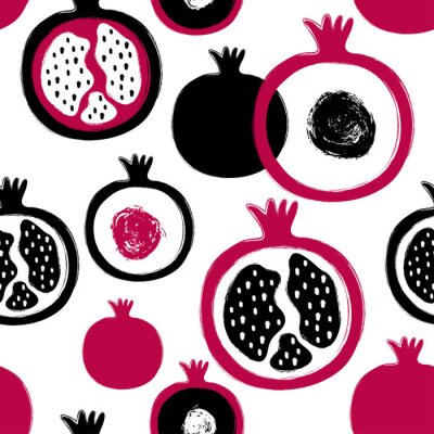 Papier peint à motif  Grenades noires et bleu marine sur fond blanc