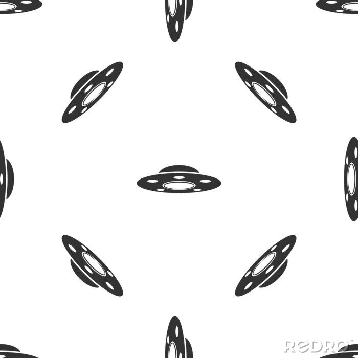 Papier peint à motif  Grey UFO flying spaceship icon isolated seamless pattern on white background. Flying saucer. Alien space ship. Futuristic unknown flying object. Vector Illustration