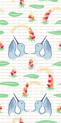 Papier peint à motif  Grues heureux