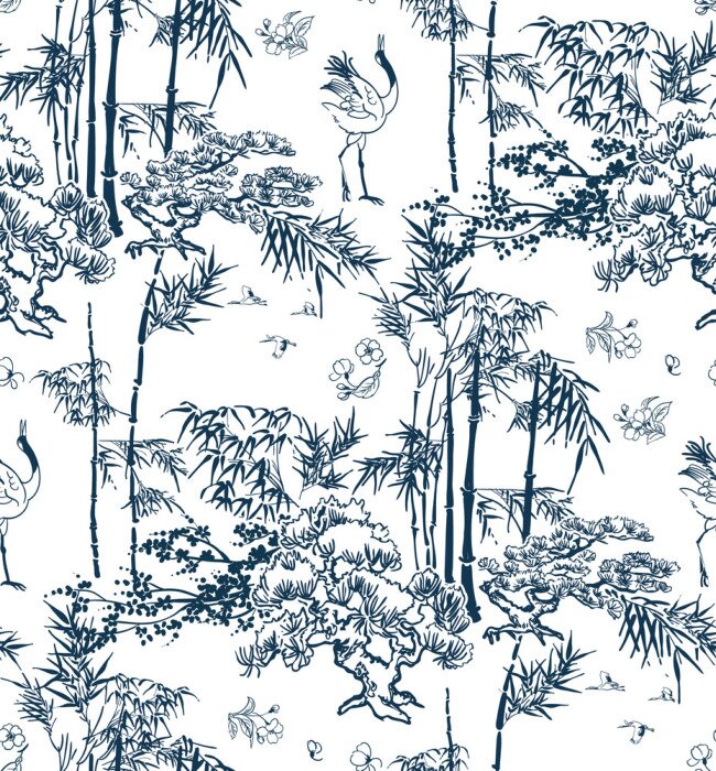 Papier peint à motif  Grues japonaises