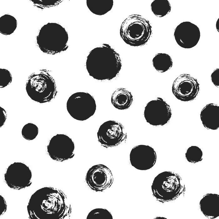 Papier peint à motif  Grunge, cercle, peinture, smear, cercles, noir, blanc ...