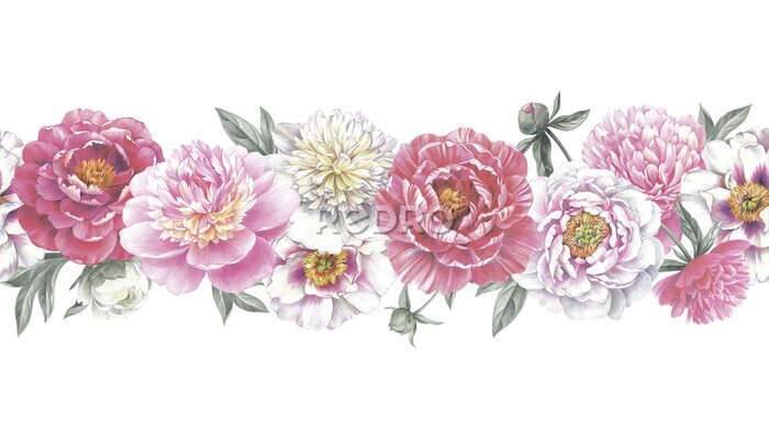 Papier peint à motif  Guirlande de fleurs du jardin