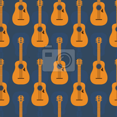 Papier peint à motif  Guitares créoles