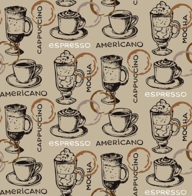 Papier peint à motif  Hand drawn doodle coffee pattern